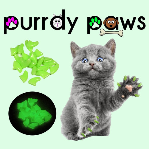 Purrdy Paws 40-Pack Soft Nail Caps for Cat Claws Black Kitten
